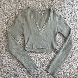 Love Tree Green Long Sleeve Henley